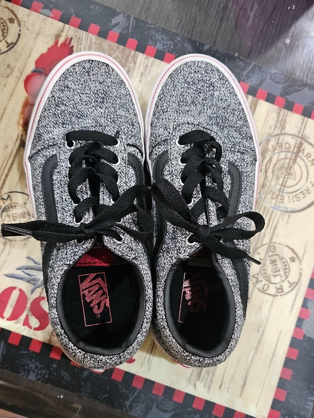 Vans Gray and Black Knit Old Skool Sneakers